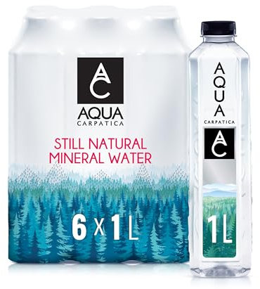 AQUA Carpatica 1L x 6 Pure Natural Still Mineral Water - 6-Pack Bottled Water, Virtually Nitrate Free, Low Sodium, Naturally Alkaline, Natural Electrolytes, Premium Multipack 100% Recyclable