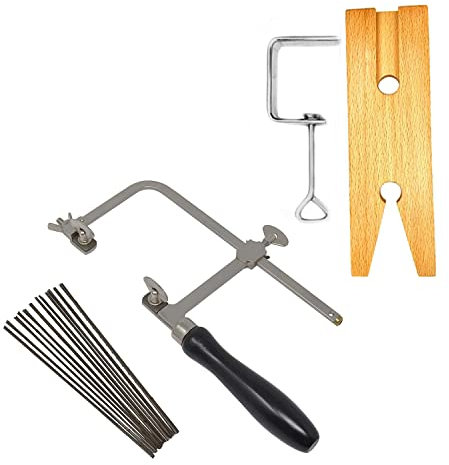 Megacast 3 in 1 Professional Jeweler's Saw Set Saw Frame 144 Blades Wooden Pin Clamp Wood Metal