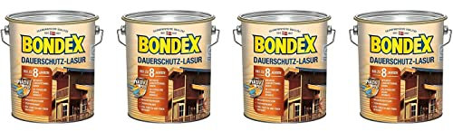 Bondex BigPack XL 4x Dauerschutz-Lasur Nussbaum 4,00l 329922 + 1 x Bondex Zollstock