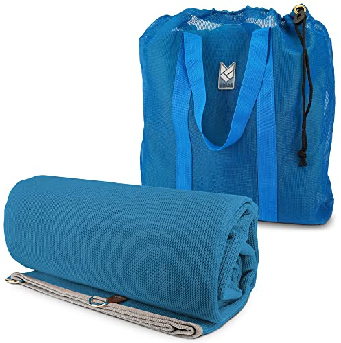 CGEAR RV Camping Mat, Sand Free Outdoor Reversible Rug for Campsite, Backyard, Patio, Deck, and Beach (Blue/Green, 8' x 14')