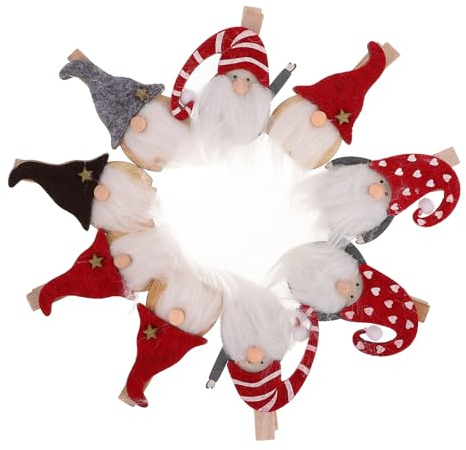 PRETYZOOM 9 Stücke Mini Holzklammern Tomte Gnom Holz Clips Wichtel Rentier Figur Kleine Holz Wäscheklammern Zierklammern Basteln Klammern Foto Clips für Weihnachten Fotowand Geschenktüten