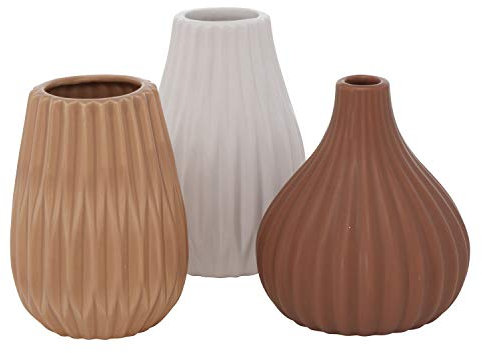 Vase Wilma H13 cm Ø 9 cm braun/Hellbraun/weiß Steingut 3er-Set