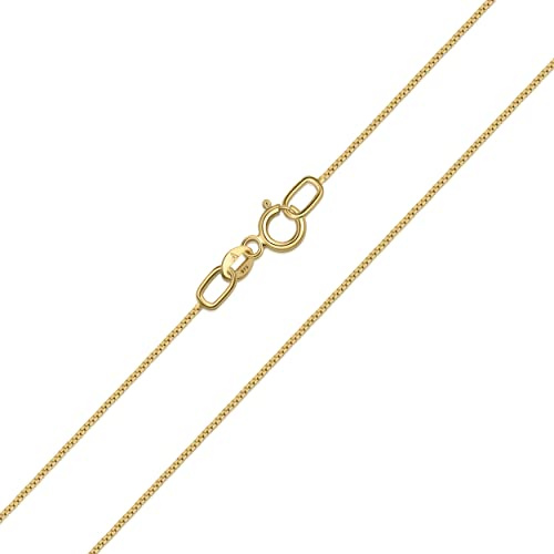Amberta Allure Women 9 Ct Yellow Gold Chain Necklace: 0.5 mm Box Chain - 16 inch