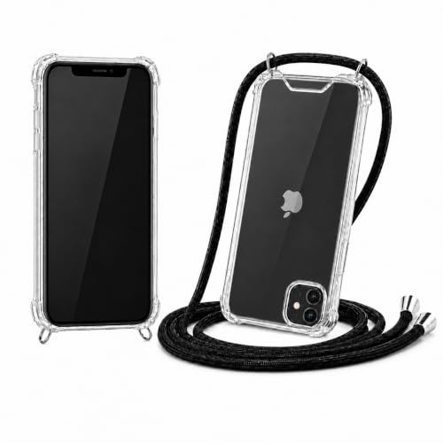 JProtect für iPhone 11 Hülle mit Band – Handyhülle zum Umhängen mit Band in Schwarz – Handykette iPhone 11 Kordel Hülle mit Kette/Schnur – Schützendes Case