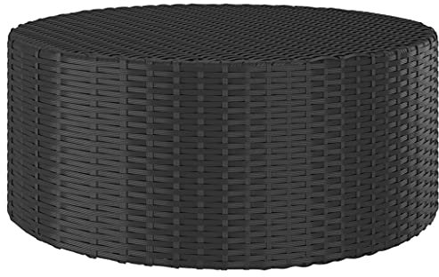 Makastle Garten Couchtisch Witterungsbeständig Gartentisch Beistelltisch Balkontisch Holztisch Teetisch Terrassentisch Loungetisch Gartenmöbel, Schwarz 68x68x30 cm Poly Rattan