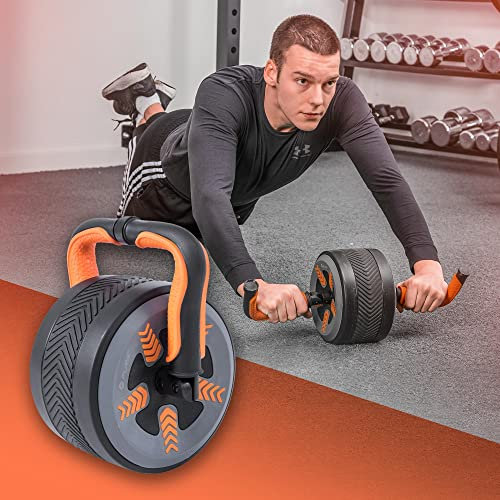 ECD Germany 2in1 Bauchtrainer/Kettlebell 3kg, Bauchroller für Bauchmuskeltraining, Multifunktions-Bauchrad für Zuhause Bauchmuskeltrainer Ab Roller Ab Wheel Abdominal Roller für Bauchmuskeln, Fitness
