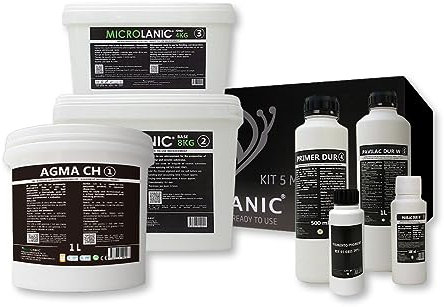 MICROLANIC – 5 m² gebrauchsfertiges Mikrozement-Set für Wände und Böden auf Mörtel, Gotelé usw. SAR Robustes Saugmedium. Farbe (KANNENGRÜN)