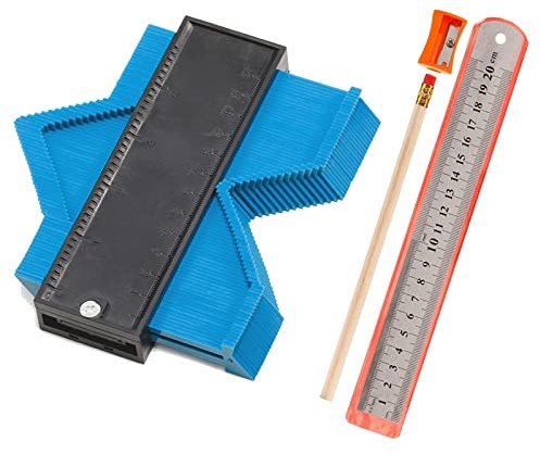 Contour Gauge, Plastic Outline Profile Shape Contour Duplications Guage Duplicator Kit, Irregular Shapes Measure Ruler Gadget Woodwork Measuring Tool Set for Corners and Contoured(12cm, Blue)