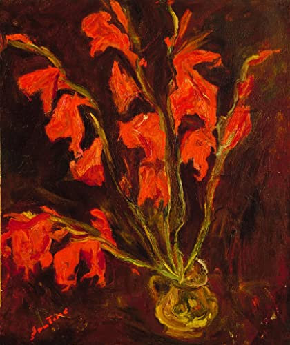 Leinwandbilder Bild Kunst Leinwand Malerei Ölgemälde Rote Gladiolen von Chaim Soutine für Wanddekoration 60x90cm