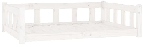 vidaXL Hundebett, Hundesofa mit stützenden Seitenwänden, Haustierbett für Hunde Katzen, Welpenbett Hundenest Hundemöbel, Weiß 105,5x75,5x28 cm Massivholz Kiefer