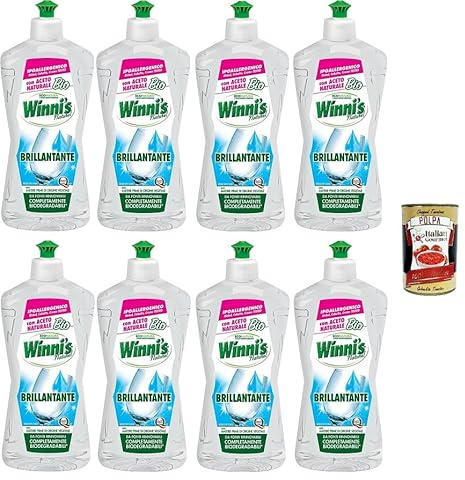 8 aditivos hipoalergénicos para lavavajillas de Winni's con vinagre orgánico natural, antiresiduos y manchas, 250 ml + Polpa italiana gourmet 400 g