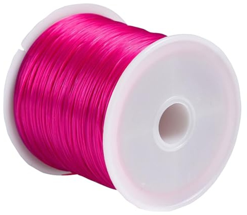 Cordoncino elastico da 0,8 mm, 2 rotoli di cordoncino elasticizzato per la creazione di gioielli e bracciali, rosa scuro