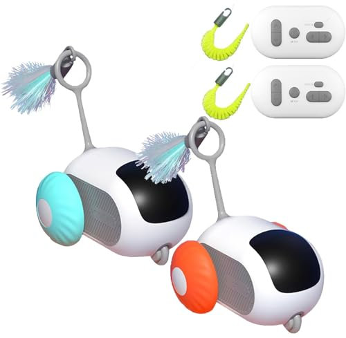 FUFRE Katzenspielzeug, Smart Flip Katzenspielzeug, Katzenspielzeug Elektrisch Mit Fernbedienung, USB Aufladbar, Katzenspielzeug Selbstbeschäftigung, Interaktives Katzenspielzeug (Blau + orange)