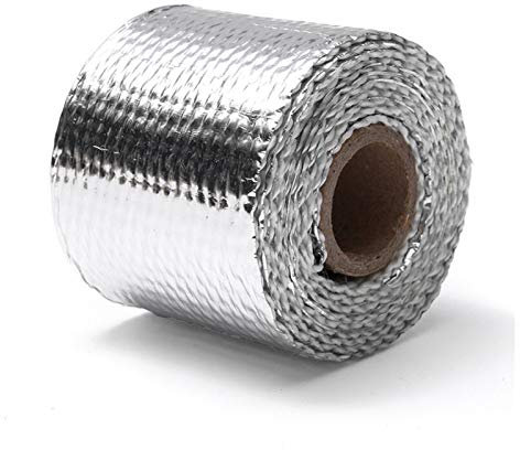 Hitzeschutzband Auspuffband 2 stücke 1,5m auto motorrad auspuff wrap rohre header wärmeisolierung rollenband turbo wärmeabgas thermische wickelband universal(Silver)