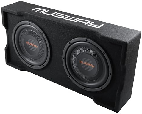Musway MF210Q-4 - Sistema reflector de bajos en forma plana (DOWNFIRE) con subwoofer de 25 cm (10) y reflector pasivo con 600 W máx. / 4 + 4 ohmios
