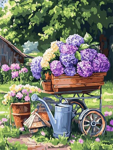 Malen Nach Zahlen Hyazinthe Blume Malen Nach Zahlen Kinder Anfänger, Malen-Nach-Zahlen ab 9 Jahre Mädchen Geschenke, DIY Ölgemälde Set mit Pinseln Acrylpigment Leinwan, Home Wanddeko Wohnzimme 45x60cm