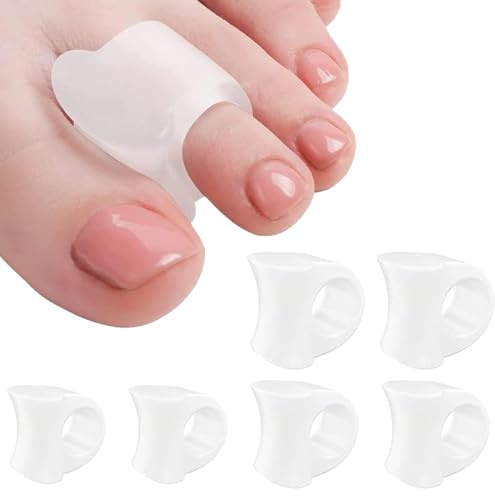 BQRKOTM 6 Stück Zehentrenner, 3 Größen Gel-Zehenspreizer, Kleine Bunion korrektur, Silikon, zur überlappende Zehen, Reibung, Blister, Relief Zehen Druck und Schmerzen