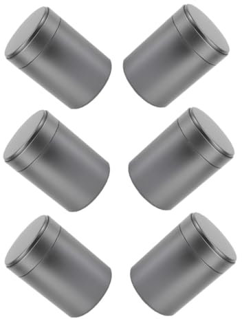 Alipis 6pcs Airtight Tinplate Tea Canisters and Candy Storage Jars, Black Round Metal Containers Lid, Sealed Coffee Bean and Sugar Holders for Kitchen and Office