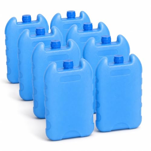 8pcs Reusable Ice Crystal Box Pack Slim Freezer Blocks Cold Packs for Air Conditioner Fan Portable PE Ice Cases for Lunch Bag Food Storage Camping Picnic Office Blue Cooler Bricks Refill Containers