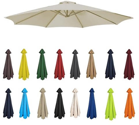 Replacement Garden Parasol Canvas, 2/2.3/2.5/2.7/3/3.50m Umbrella Replacement Canopy, Replacement Canopy Top For 6/8 Ribs(Beige,6 RIBS-270CM)