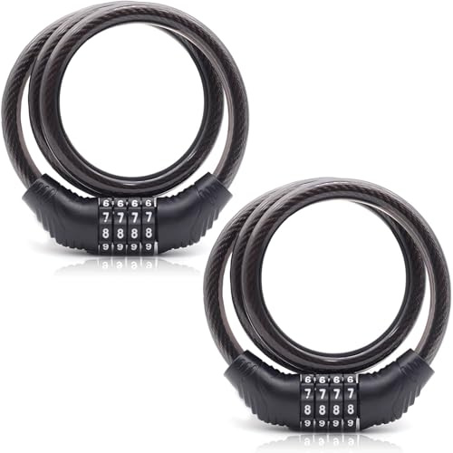 SNZ Antivol Vélo Cadenas à Code 4 Chiffres (2Pcs), Chaine Antivol 60cm x10mm en Câble Acier Renforcé avec Anti-Rouille Revêtement PVC, Pour Velo Electrique, Trottinette, Moto, Scooter, Vélo Poussette
