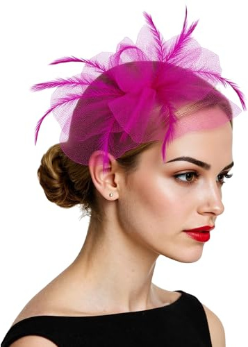 XGOPTS Fascinator Hut Blume mit Einzelnem Pfeil Feder Fascinators Hut Stirnband und Eine Gegabelte Clip Braut Kopfbedeckung Haarschmuck Hochzeit Cocktail Tea Party Kopfbedeckung