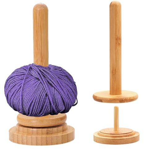 SXTDKMJ 2 Stück Wollabwickler aus Holz, Garnhalter Wolle Runder Wollwickler Drehbar Wollhalter WollknäUelhalter für Heimwerker Nähbegeisterte