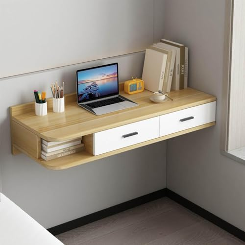 Tavolo da toeletta galleggiante con cassetti, scrivania per computer a parete, tavolo da trucco per camera da letto con armadio aperto