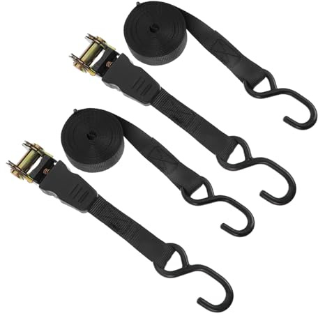 TOGEVAL 2 Juegos Cinchas de Amarre Trinquete para Coche y Moto Correas Resistentes para Equipaje y Carga Diseño Duradero y Fácil Color Negro