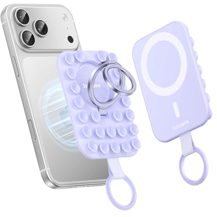 Syncwire Magnet Handy Saugnapf Halterung, Silikon Saugnapf Handyhalterung für MagSafe Kompatibel mit iPhone Smartphone Magnetische Handy-Ring-Ständer für Selfies und Videos, TikTok Creator, Lila | Silikonbecher, abnehmbarer iPhone-Ständer für Selfie/Video, Geschenk für Frauen, TikTok-Creator/Influencer