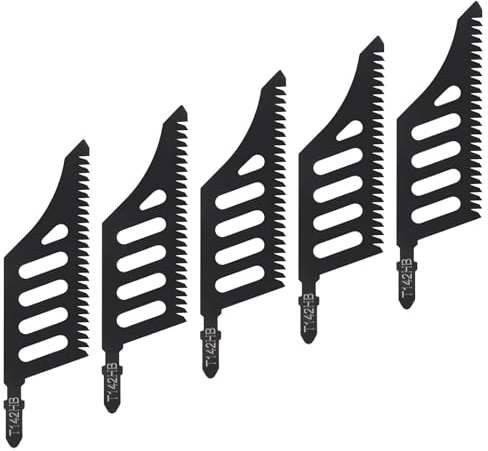 5pcs Special Wood T142HB Jigsaw Blades, High Carbon Steel Flush Cutting T Shank Jig Saw Blades for Plywood Cork Fiberboard Compatible with Most Standard Jigsaw Models