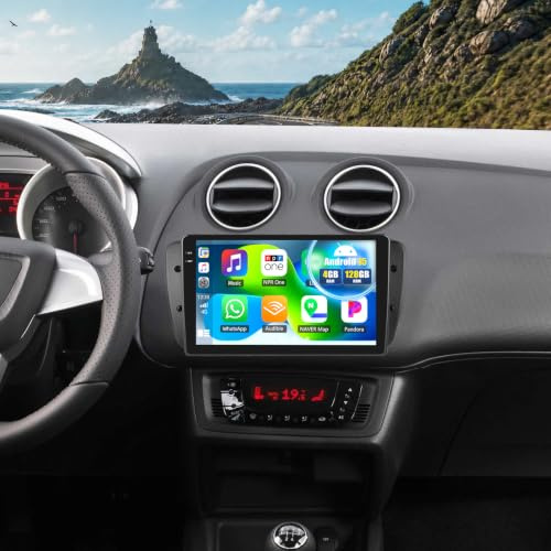 CAMECHO 4+128G Android 15 Navi Autoradio 9 Pulgadas para Seat Ibiza 2009-2013 con GPS WIFI FM RDS, Inalámbrico Carplay Android Auto Bluetooth Radio Incell HD Pantalla Táctil con Cámara Trasera +Canbus