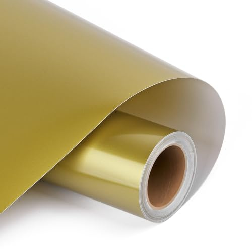 AMAZINGHOME Matt Gold Plotterfolie Vinyl - 30,5 x 400 cm, selbstklebende Vinylfolie für Plotter mit PET-Träger, einfaches Entgraten & blasenfrei