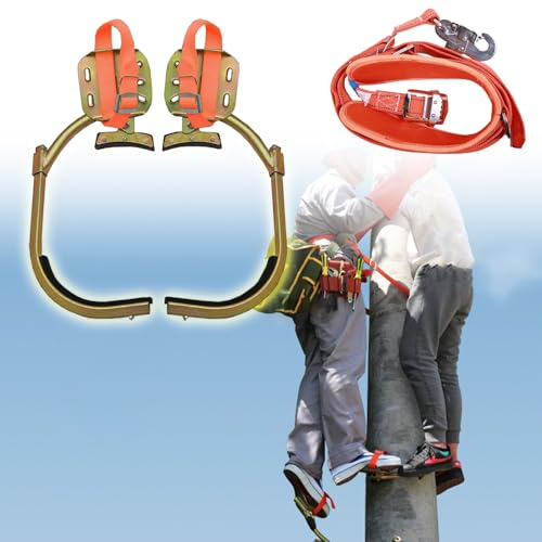 Tree Climbing Harness Kit - High-Strength Slip-Resistant Equipment & Carabiner - Ultimate Load Capacity for Service Pole Climbing - Safety Guaranteed