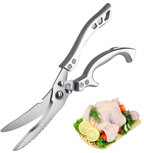 MOSFiATA Poultry Shears, Professional Kitchen Scissors for Chicken Bone Meat Fish Food Scissors, Multipurpose Sharp Cooking Shears with Heavy Duty Plastic Handle Safety Lock