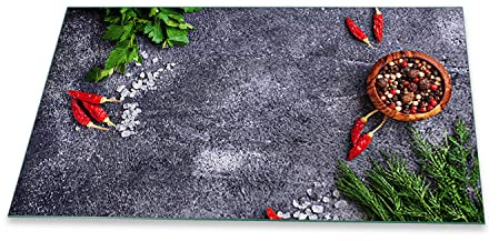 decorwelt | para cubrir la vitrocerámica 90 x 52 cm 1 piezas Especias Negro cubiertas Protección antisalpicaduras Deko eléctrico Horno Cocina de inducción de cristal Cristal protector placa Tabla de