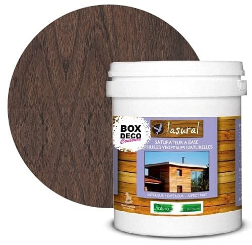 Lasure saturateur naturelle écologique bio - NATURA - Lasural - Bois intérieur et extérieur - 7 teintes - 1 L - 12 m² (Teck)