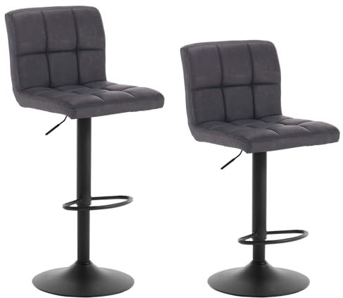 WOLTU Barhocker 2er Set Barstühle Anthrazit, Höhenverstellbar, Drehstühle, Küchenstühle mit Rückenlehne und Fußstütze, Robuster Metallrahmen, gemütliche PU weiche Sitzfläche