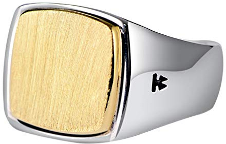 ANAZOZ Ring Echt Silber Herren Gebürsteter Gold Siegelring 14Mm Ring Ringe Partner Silber Verlobungsring Herrenring Kleiner Finger Gold Herren Ring Punk Silber Gold Punk Schmuck Größe：66 (21.0)