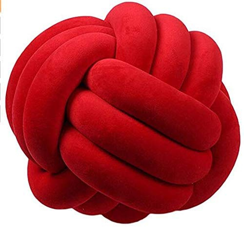Hava Kolari Knot Kopfkissen Knotenkissen Plüsch Kissen Weiche Geknotetes Kissen Knoten Ball Kissen Dekor Bett Zimmer (20cm,Rot)
