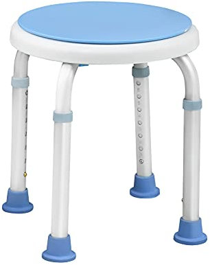 LZQ Duschhocker Duschstuhl Höhenverstellbar 36-51 cm und 360° Drehbar Badhocker Duschhilfe Anti-Rutsch Badsitz aus Alu und Kunststoff für Alter, Schwangere