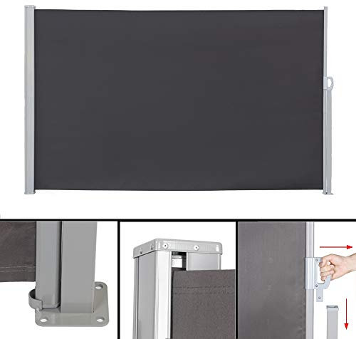 Melko Seitenmarkise 180x300cm Balkon Markise ausziehbar Anthrazit Sichtschutz Seitenrollo Windschutz, ausziehbar