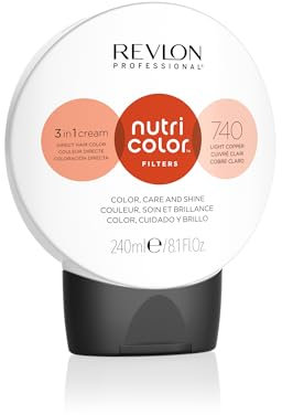 REVLON PROFESSIONAL Nutri Color Filters, Mascarilla de Coloración Temporal para el Pelo, Brillo Intenso, Tinte Pelo Mujer Tono 740 Cobre Claro, 240 ml