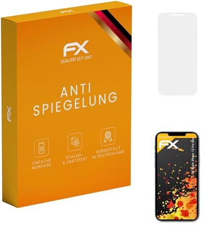 atFoliX Displayfolie kompatibel mit Apple iPhone 12 Pro Max Schutzfolie, entspiegelnde und stoßdämpfende FX Folie (3X)