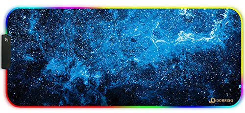 DORRISO RGB Gaming Mauspad Große XXL 900x400x3 mm Mausmatten Schreibtischunterlage Wasserdicht Anti Rutsch Matte für Computer PC Professionelle Gamer Gaming Mousepads Blau A