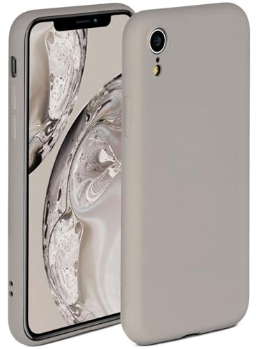 ONEFLOW Soft Case für iPhone XR Hülle aus Silikon mit Kameraschutz, Silikonhülle mit erhöhtem Schutz fürs Display, Backcover Schutzhülle, weiche Handyhülle, Taupe