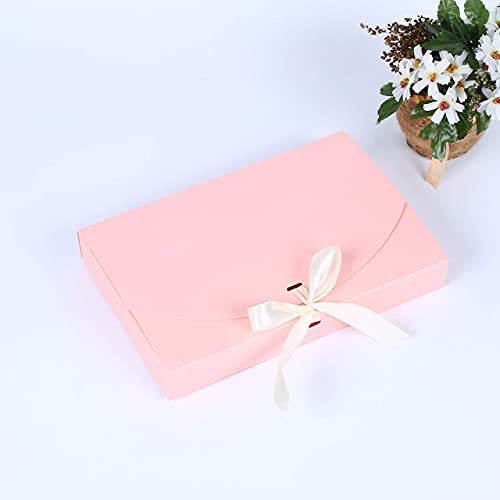 10 Stück Papier-Geschenkboxen mit Deckel, Band, rechteckig, flach, 26 x 17,5 x 3 cm, DIY-Geschenkbox, Schmuckbehälter, Boxen für Weihnachten, Geburtstag, Hemd, Schals, Höschen, Handtücher, Zubehör