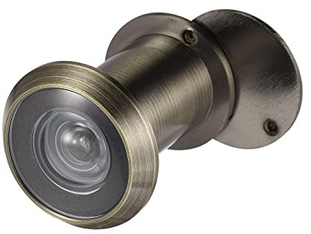 sourcing map Latón Puerta Visor Mirilla 220 Grados con Giratoria Cubierta para 1-3/8 a 2-23/64 Pulgadas Puertas, Antiguo Bronce Acabado