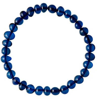 Amber by Mazukna Natural Blue Baltic Amber Bracelet for Women and Men – Stretch Wristband with Polished Beads, Lightweight Unisex Jewelry Gift for Daily and Casual Wear (Blue)