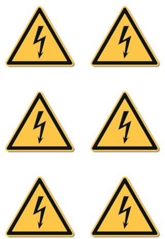Warnung vor elektrischer Spannung: W012 - DIN EN ISO 7010 / ASR A1.3 - Aufkleber: 5 cm, 6 Stück